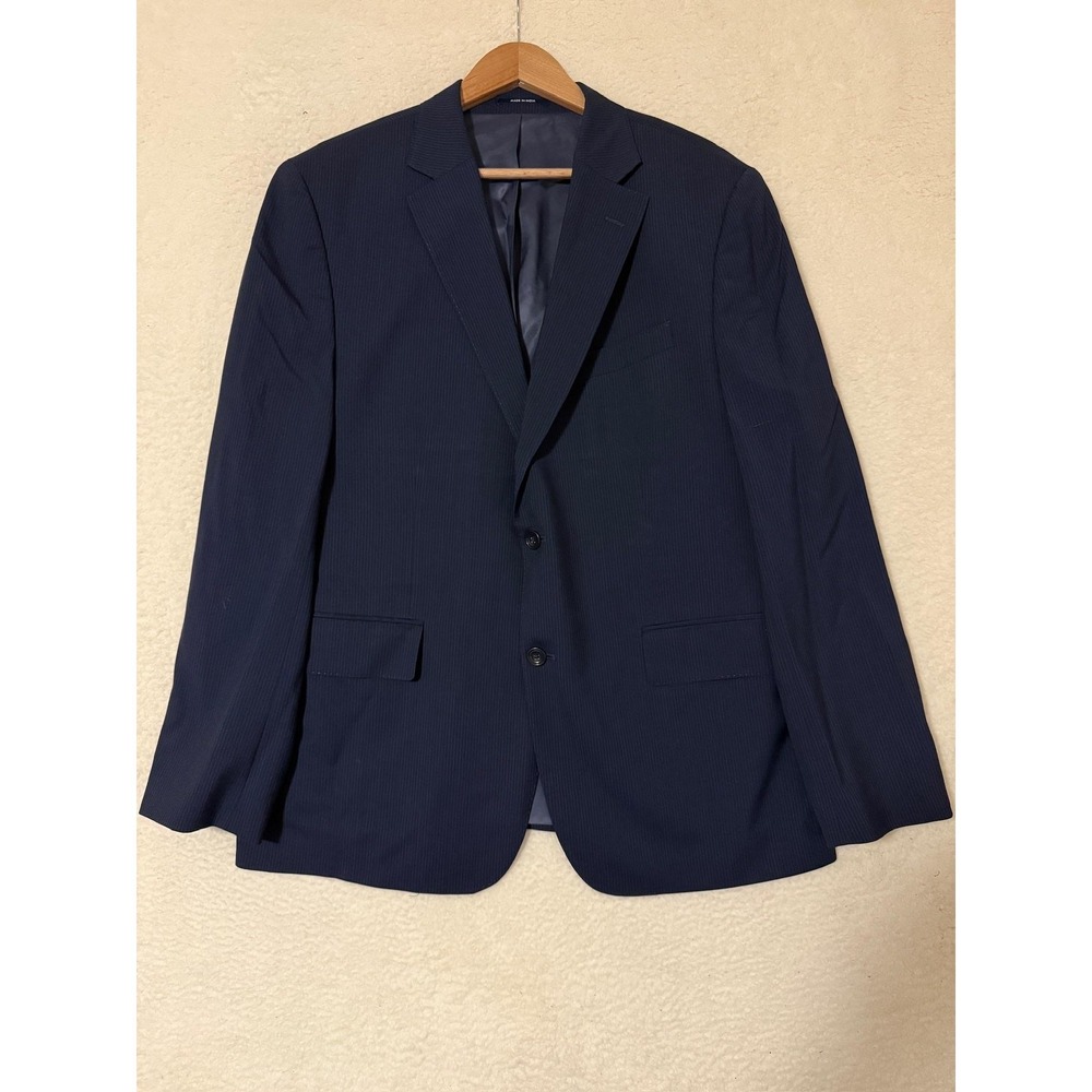 Charles Tyrwhitt Suit Jacket Mens 44R Blue Pinstripe 100% Wool Slim Fit 2 Button
